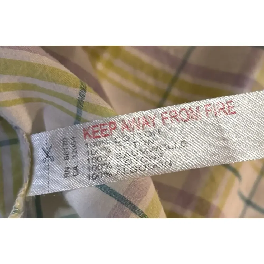 Anthropologie Men’s Short Sleeve Button Down Plaid Shirt Lime Purple Size XL - Picture 6 of 6